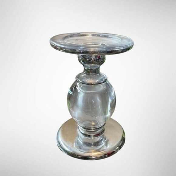 Vintage Crystal & Silver Bubble Glass Pillar Taper Candle Holder 6” - Picture 1 of 9